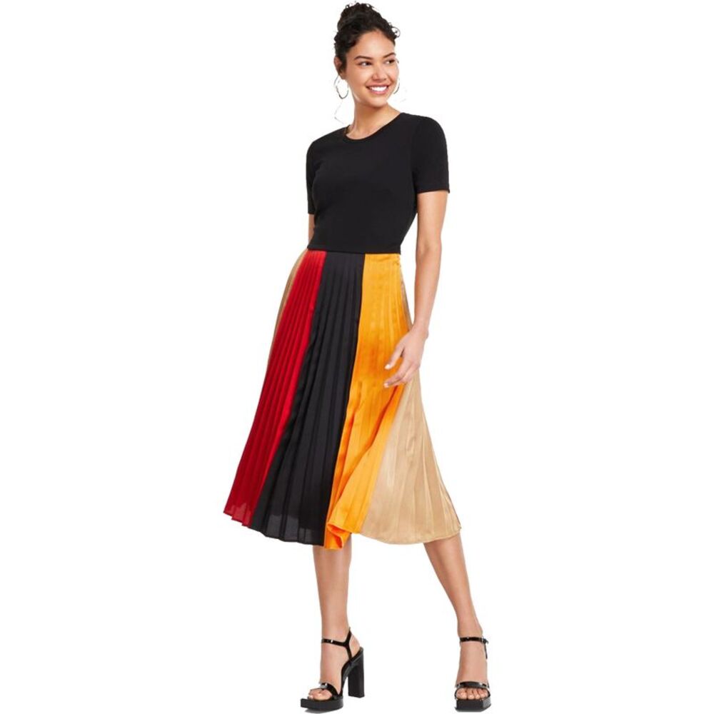 Karl Lagerfeld Womens Stylish Slip Pleated Midi Dress, , 12, DM